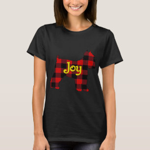 SCHNAUZER BUFFALO PLAID WITH JOY CHRISTMAS DOG T-Shirt