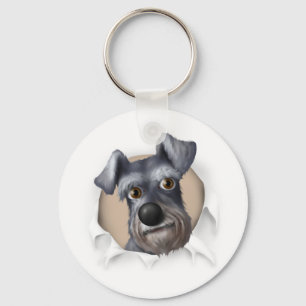 Schnauzer Busting Out Key Ring