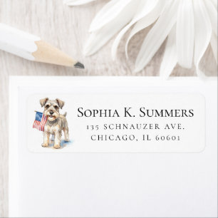 Schnauzer Celebrating 4th of July Address Return Address Label
