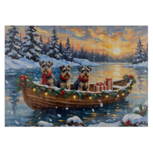 Schnauzer Christmas Boat Holiday Cutting Board