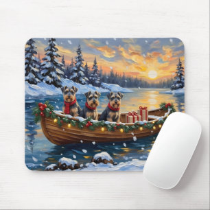 Schnauzer Christmas Boat Holiday Mouse Pad