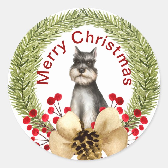Schnauzer Christmas Classic Round Sticker (Front)