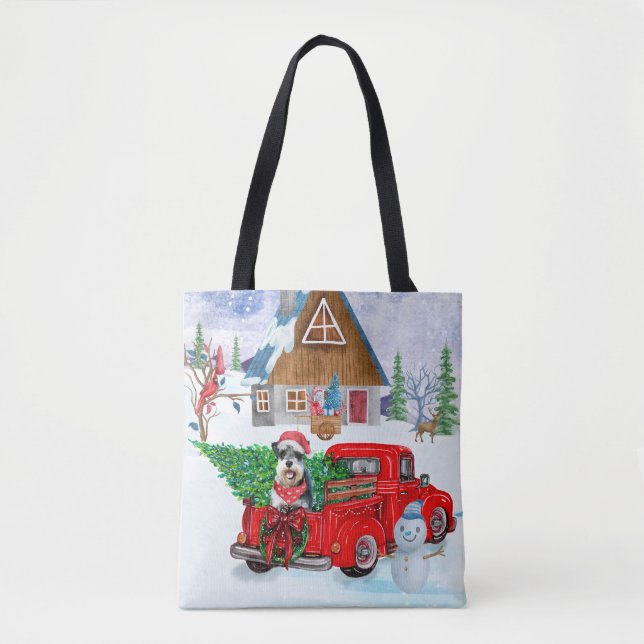 Schnauzer Christmas Delivery Truck Snow Tote Bag (Front)