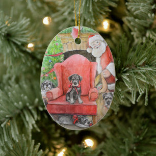 Schnauzer Christmas Dog Art Christmas Ornament