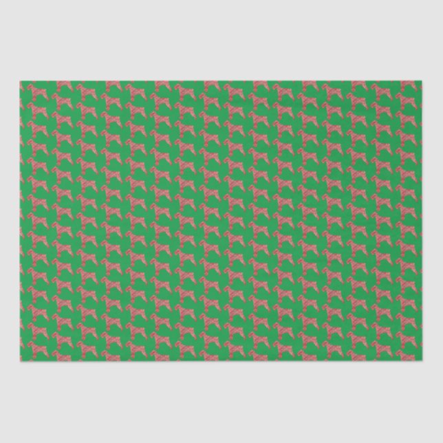 Schnauzer Christmas Dog Cute Silhouette Green Tissue Paper (Front)