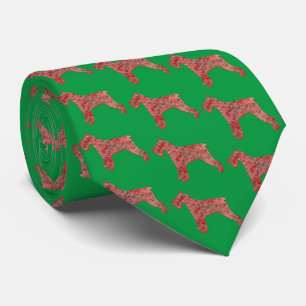Schnauzer Christmas Dog Silhouette Green Necktie