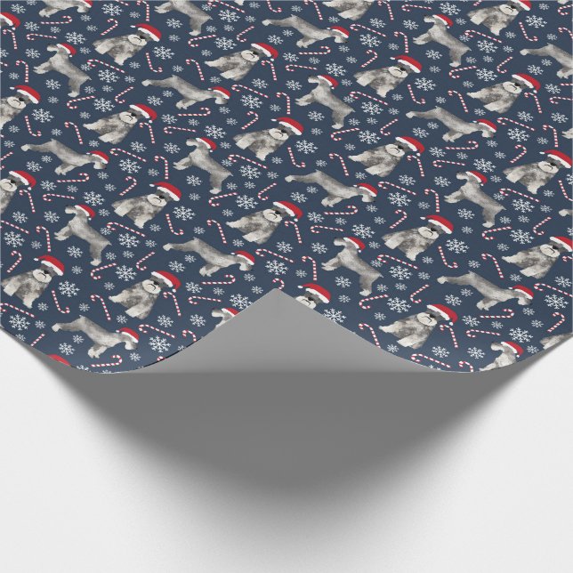 Schnauzer christmas dog wrapping paper (Corner)
