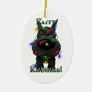 Schnauzer - Christmas Lights Ceramic Ornament