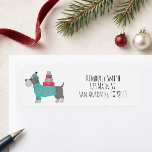 Schnauzer Christmas Return Address Label