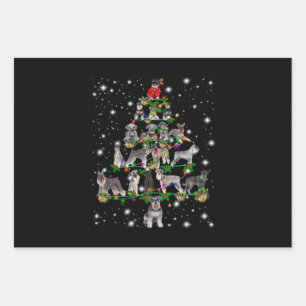 Schnauzer Christmas Tree Covered By Flashlight Wrapping Paper Sheet