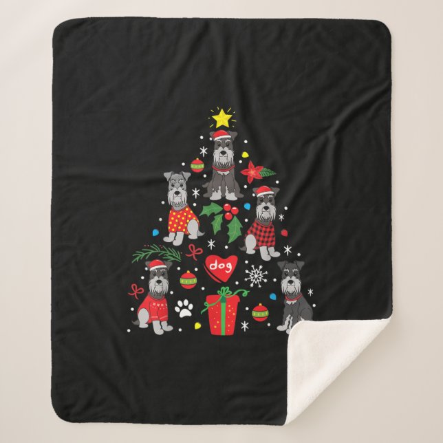 Schnauzer Christmas Tree Ornament Funny Pet Dog Sherpa Blanket (Front)
