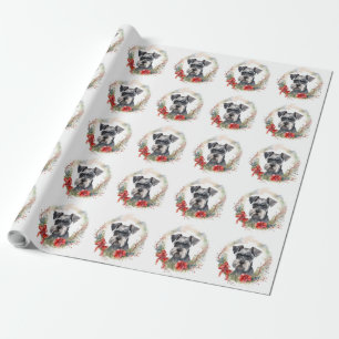 Schnauzer Christmas Wreath Festive Pup Wrapping Paper