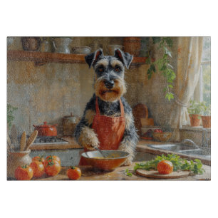 Schnauzer Cooking in Kitchen Cutting Board