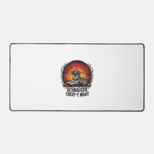 Schnauzer Creep Night Halloween Pumpkins Bats_1 Desk Mat