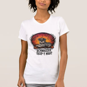 Schnauzer Creep Night Halloween Pumpkins Bats_1 T-Shirt