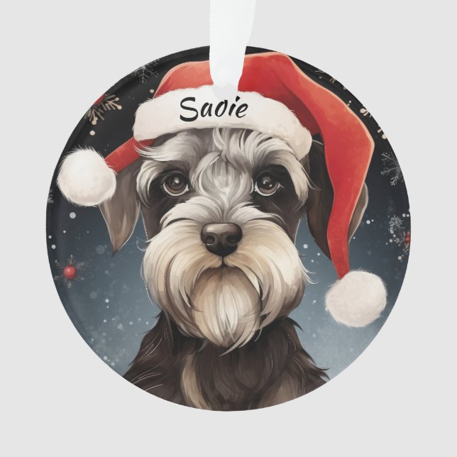 Schnauzer Custom Christmas Ornament (Front)