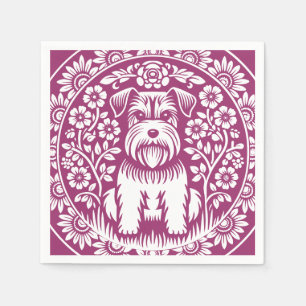 Schnauzer Custom Color Victorian Floral Napkin