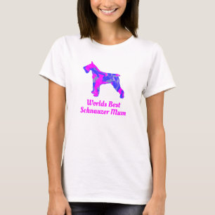 Schnauzer Cute Dog Best Mum Pink Silhouette T-Shirt