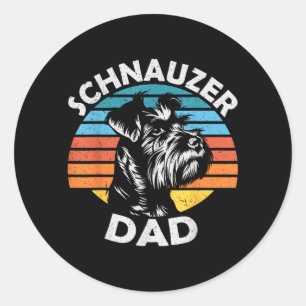 Schnauzer Dad Dog Pet Funny Fathers Day Vintage Classic Round Sticker