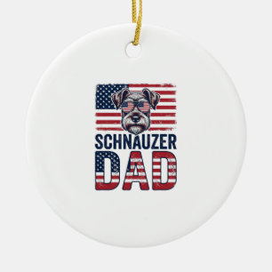 Schnauzer Dad Patriotic Vintage Dog Ceramic Ornament
