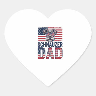 Schnauzer Dad Patriotic Vintage Dog Heart Sticker