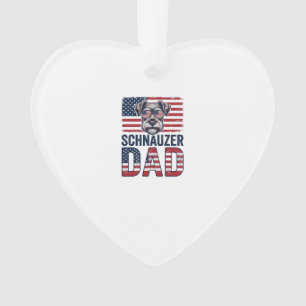 Schnauzer Dad Patriotic Vintage Dog Ornament