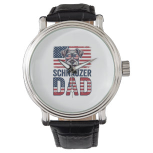Schnauzer Dad Patriotic Vintage Dog Watch