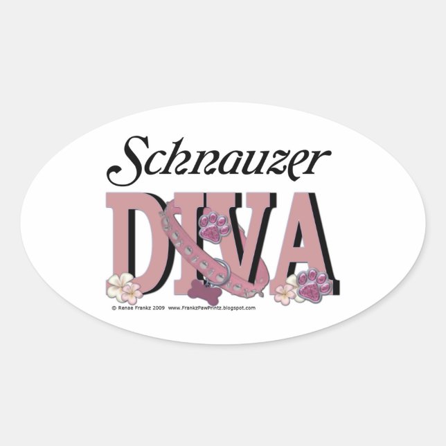 Schnauzer DIVA Oval Sticker (Front)