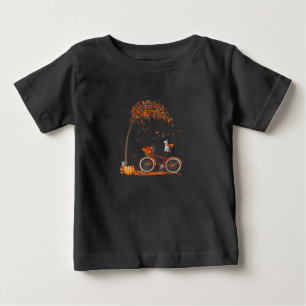 Schnauzer Dog And Pumpkins Bicycle Autumn Leaf Baby T-Shirt