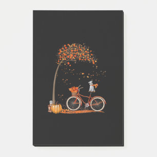 Schnauzer Dog And Pumpkins Bicycle Autumn Leaf Post-it Notes