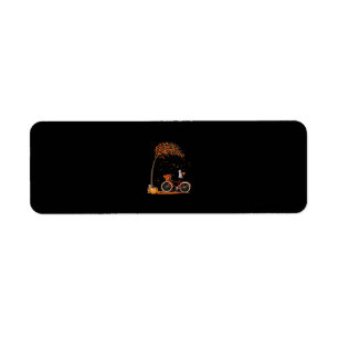 Schnauzer Dog and Pumpkins Bicycle Autumn Leaf Return Address Label