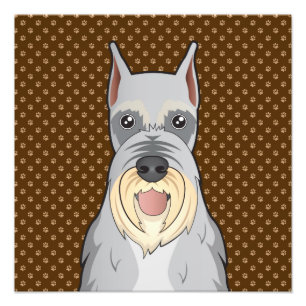 Schnauzer Dog Cartoon Paws Photo Print