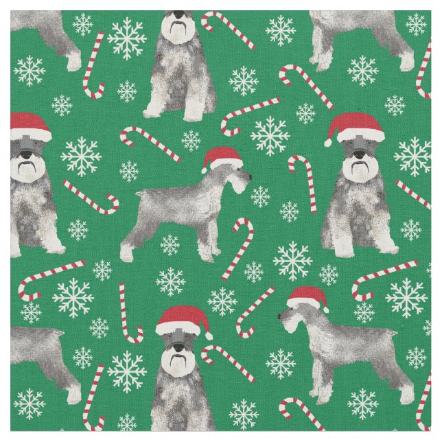 schnauzer dog christmas fabric (Close Up)