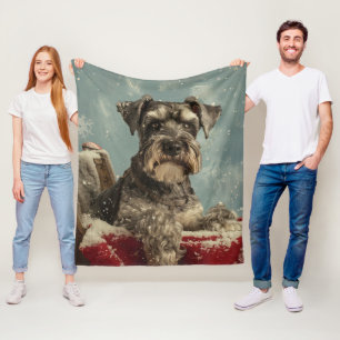 Schnauzer Dog Christmas Festive Fleece Blanket