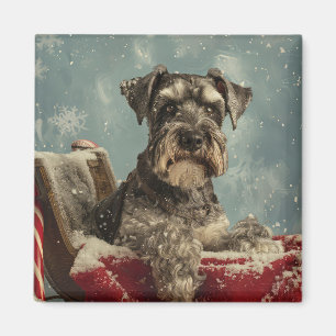 Schnauzer Dog Christmas Festive Magnet