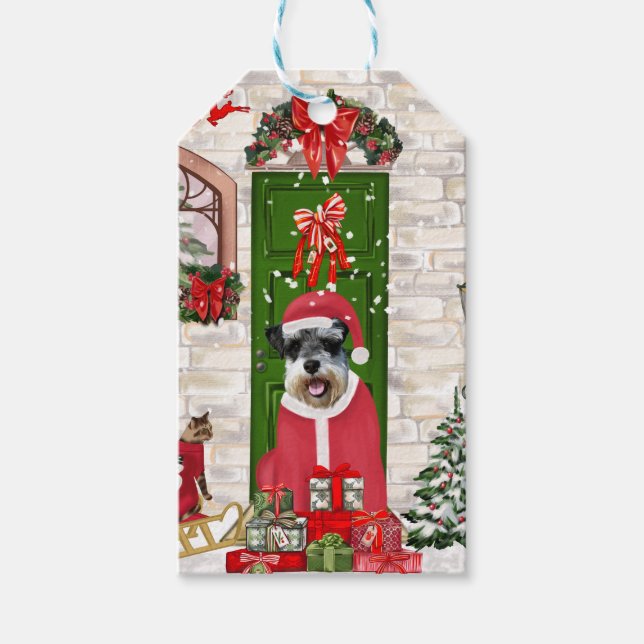 Schnauzer Dog Christmas  Gift Tags (Front)