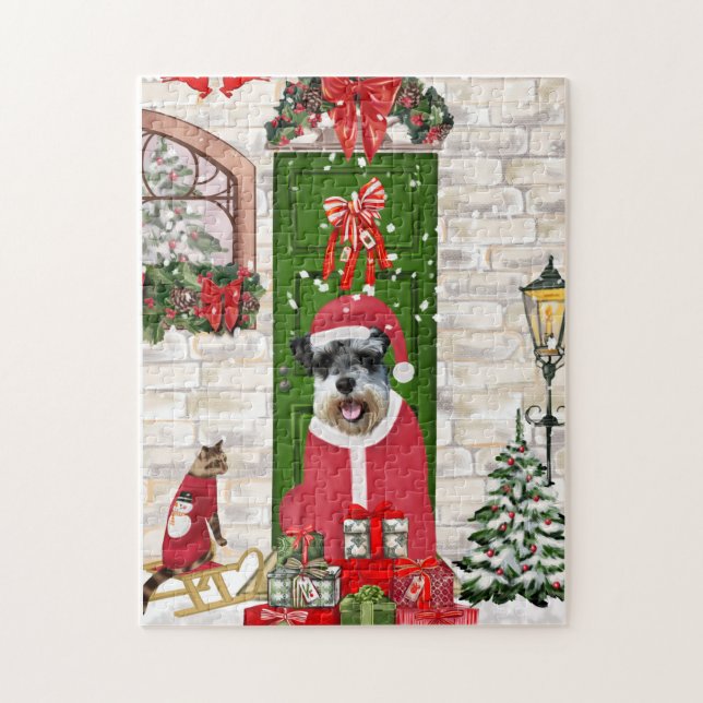 Schnauzer Dog Christmas  Jigsaw Puzzle (Vertical)