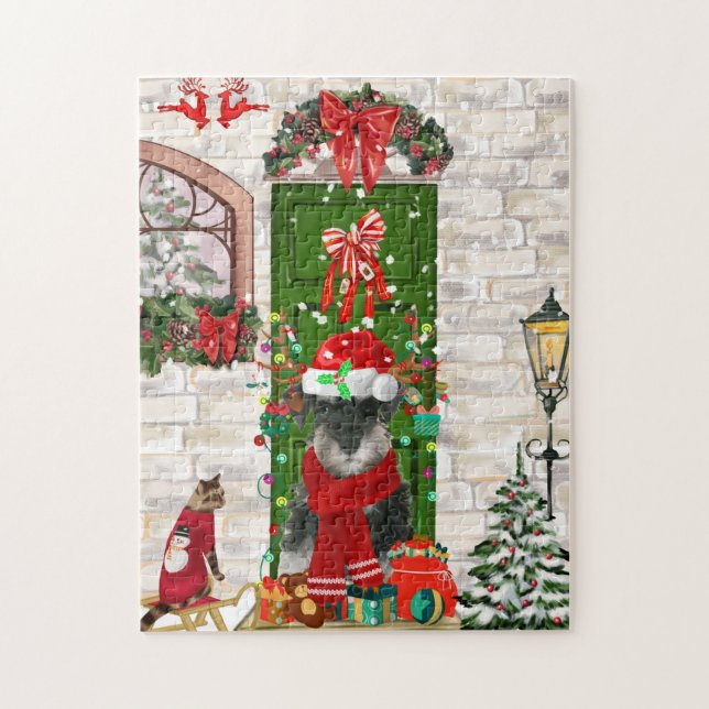 Schnauzer Dog Christmas  Jigsaw Puzzle (Vertical)