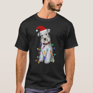 Schnauzer Dog  Christmas Tree Lights T-Shirt