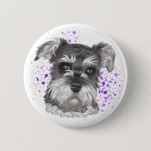 Schnauzer Dog Drawing 6 Cm Round Badge