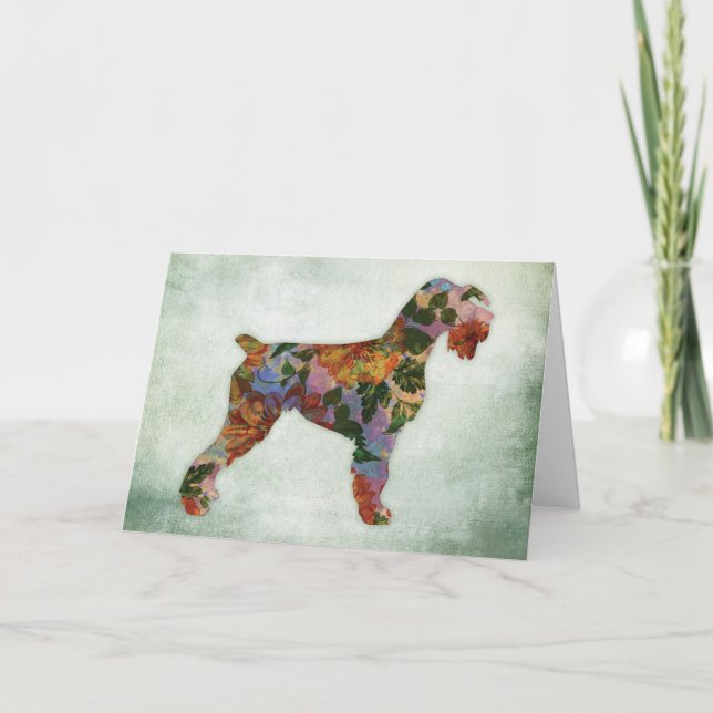 Schnauzer Dog Floral On Green Card (Front)