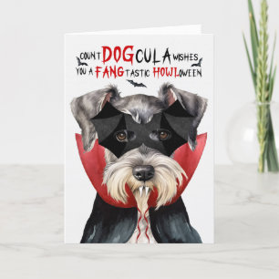 Schnauzer Dog Funny Count DOGcula Halloween Holiday Card