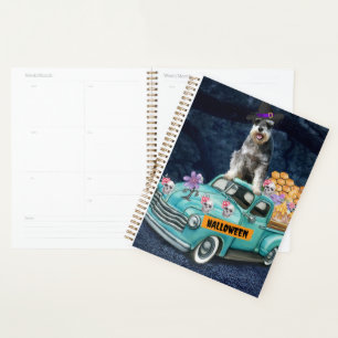 Schnauzer Dog Halloween Truck Scary Night Planner