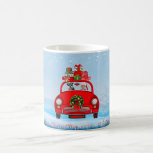schnauzer Dog In Car With Santa Claus  Coffee Mug