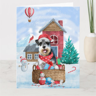 Schnauzer Dog In snow Christmas Dog House Card