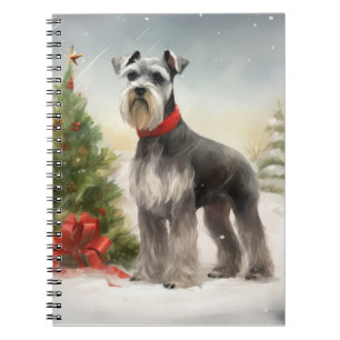 Schnauzer Dog in Snow Christmas Notebook