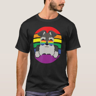 Schnauzer Dog Lgbt Pride Rainbow Sunglasses Lgbtq  T-Shirt