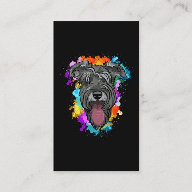 Schnauzer Dog Lover Colourful Puppy Business Card (Front)