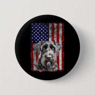 Schnauzer Dog Lover US Flag 4th of July Patriotic 6 Cm Round Badge