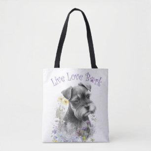 Schnauzer Dog Mum Floral Tote Bag